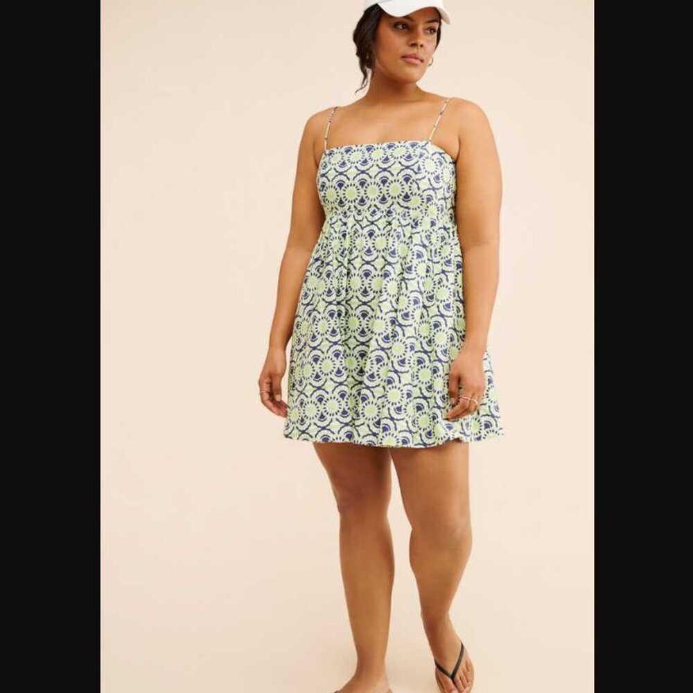 Anthropologie Maeve Blue, Green and White Mini Dress - Picture 1 of 14